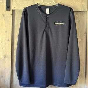 Snap-On Tools Mesh Henley Shirt Extra Large Blue Blue Long‎ Sleeve Jersey  XXL